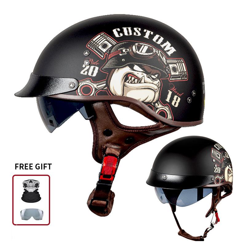 Vintage Open Face Retro Helmet - Capacete de Motocicleta Vintage Aberto com