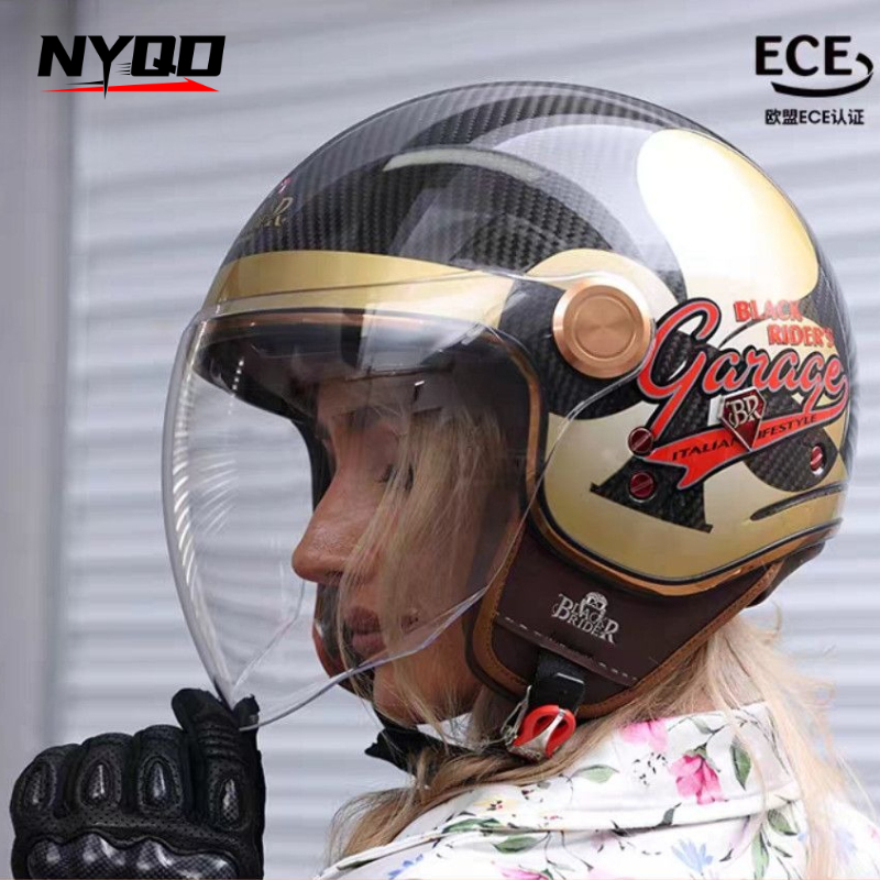 Vintage Open Face Retro Helmet - Capacete Retro BEON BR20 em Fibra