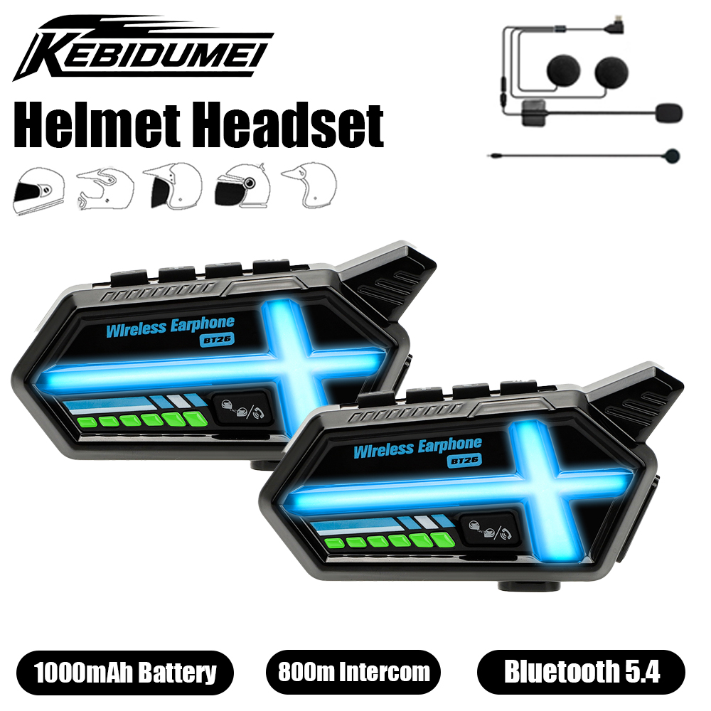 Universal Motorcycle Helmet Intercom Headset - Kebidumei bt26 capacete fone de ouvido