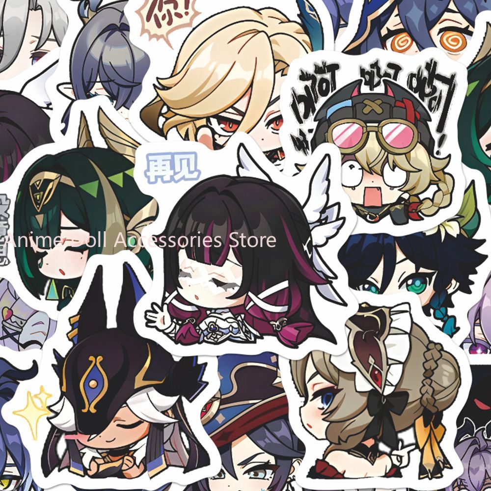 Motorcycle Helmets - 64PCS Adesivos de Anime Genshin Impact