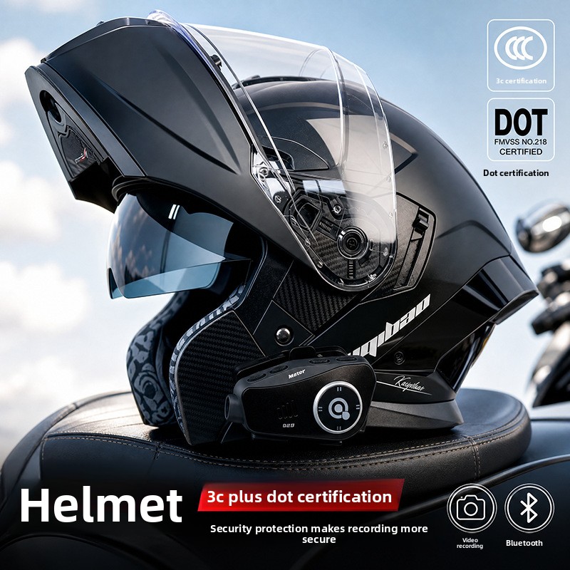 Capacete de Moto Rebatível Kuq - Full Face Motorcycle Helmet With Bluetooth avaliação e preço