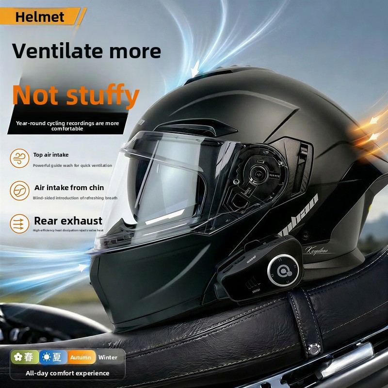 Capacete de Moto Rebatível Kuq - Full Face Motorcycle Helmet With Bluetooth avaliação e preço