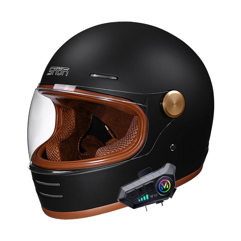 Capacete retrô de rosto inteir - Full Face Motorcycle Helmet With Bluetooth avaliação e preço