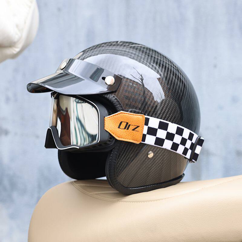 Capacete Vintage de Fibra de C - Carbon Fiber Lightweight Motorcycle Helmet avaliação e preço