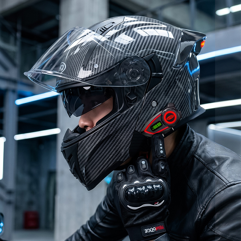Capacetes de Motocicleta em Ma - Full Face Motorcycle Helmet With Bluetooth avaliação e preço