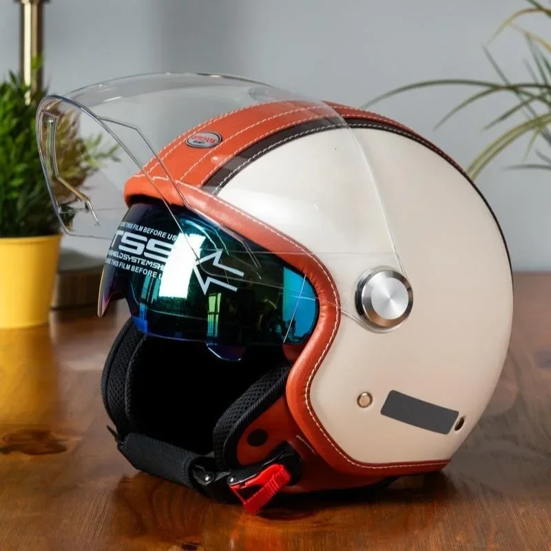 Capacete de motocicleta de cou - Vintage Open Face Retro Helmet avaliação e preço