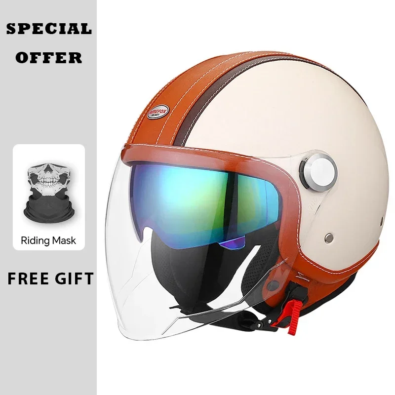 Capacete de motocicleta de cou - Vintage Open Face Retro Helmet avaliação e preço