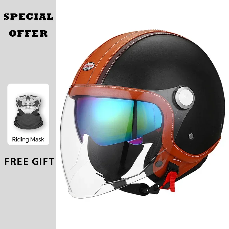 Capacete de motocicleta de cou - Vintage Open Face Retro Helmet avaliação e preço